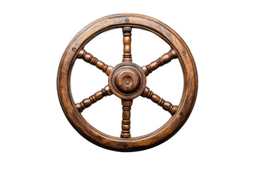 Vintage wooden ship wheel on transparent background. symbolizing navigation, sailing, and maritime heritage, perfect for nautical-themed designs.