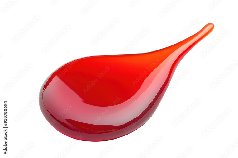 Poster high-resolution image of a glossy red paint droplet isolated on a transparent background. perfect fo