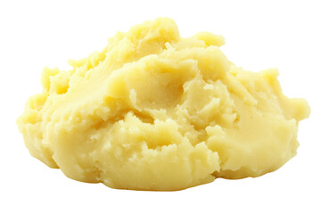 A close-up image of smooth, creamy mashed potatoes on a transparent background. Perfect for food blogs, recipes, and culinary websites.