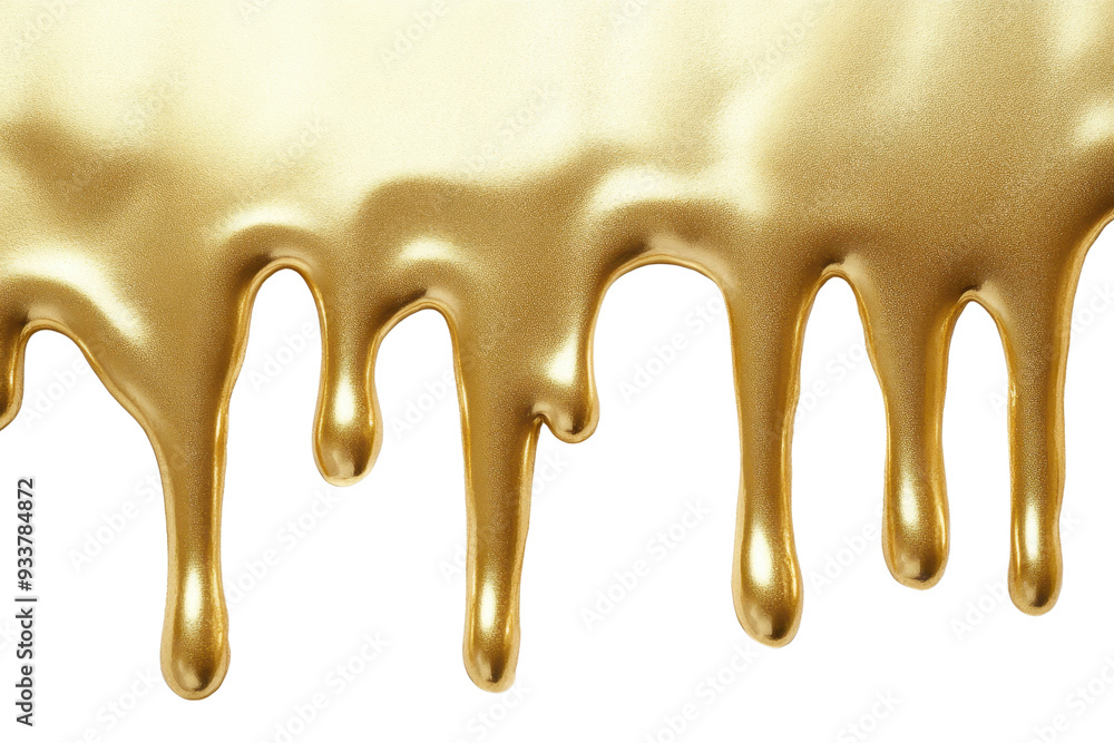 Poster golden liquid dripping on a transparent background. creating a luxurious and elegant visual effect p