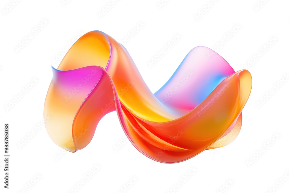 Poster colorful abstract 3d rendering with gradient hues, representing fluidity and digital creativity, per