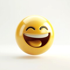 3d Emoticon or Smiley smirking cool with yellow ball emoji.