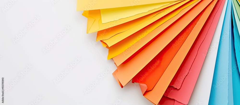 Poster vibrant, colorful paper set against a white background with empty space for text or images. image wi