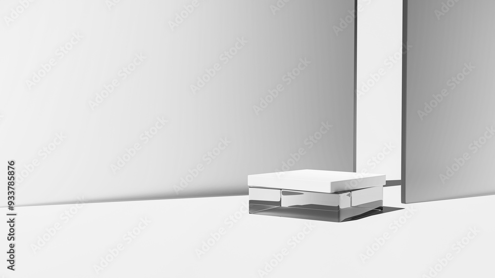 Aufkleber Minimal abstract light gray background for product presentation. Soft shadow and light from windows on white wall.