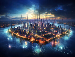 Obraz premium Amazing 5G wireless network high speed in building