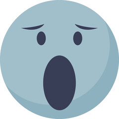 Cartoon face with wide eyes and open mouth, expressing shock or surprise.