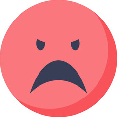 A simple graphic of a red face with a frowning mouth and furrowed brows, symbolizing anger or frustration.