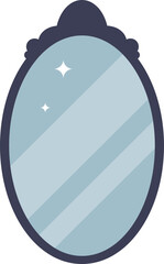Illustration of a clean, oval mirror with a decorative frame and sparkling reflection, symbolizing self-viewing.