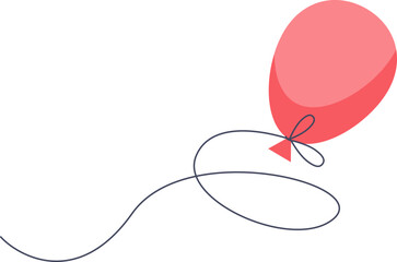 Simple red balloon with a string, symbolizing celebration or decoration.