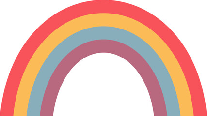 Colorful cartoon-style rainbow arch with a minimalist design, symbolizing hope and diversity.