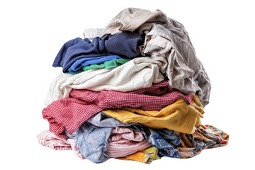 Pile of colorful mixed clothes including shirts, pants, and jackets. Perfect for laundry, cleaning, or organization themes.