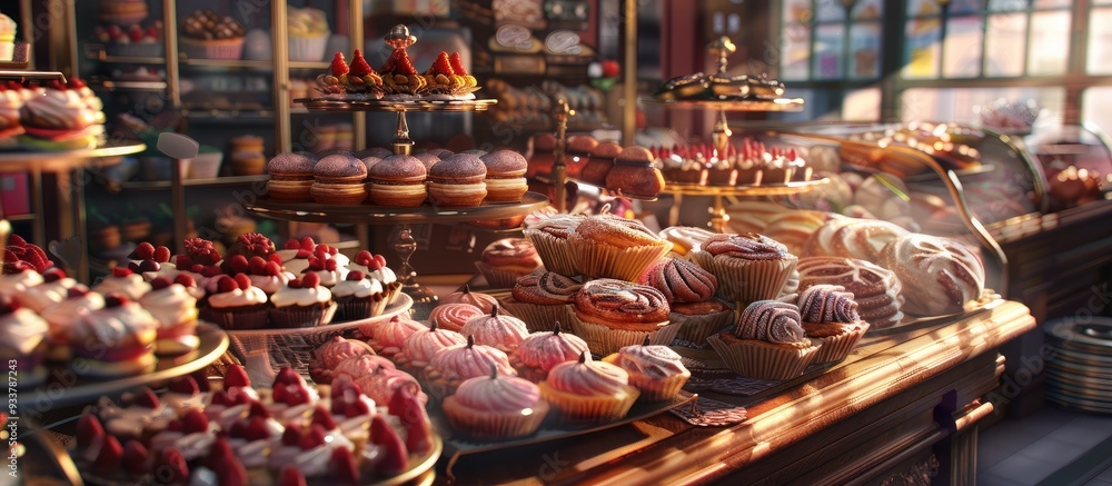 Poster the scrumptious pastries and delightful confections at the bakery create a tempting snack for all. i