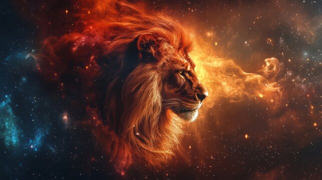 Mystical animal galaxy background