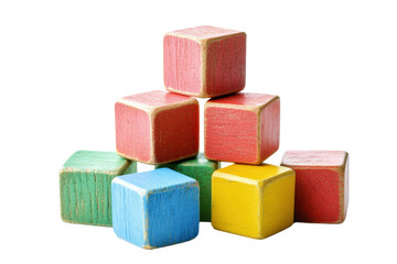 Colorful wooden blocks stacked on top of each other, creating a playful and vibrant scene for children's educational and creative activities.