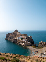 Obraz premium Spanish Military base of Peñón de Vélez de la Gomera on the coast of Morocco - Portrait shot