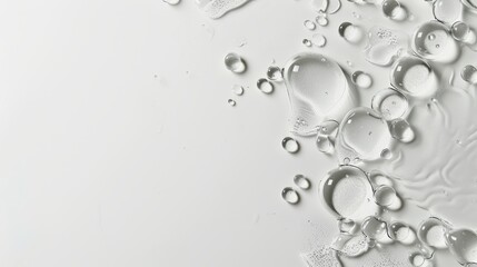 Water droplets on white