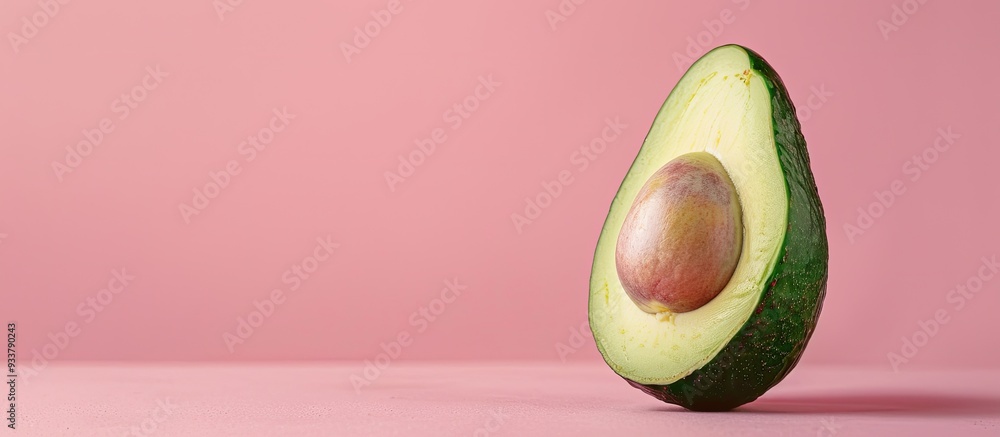 Aufkleber half an avocado displayed in a simple setting with copy space image.