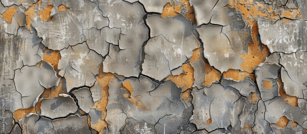 Poster high-resolution texture for background and design featuring an old, weathered concrete wall with cra