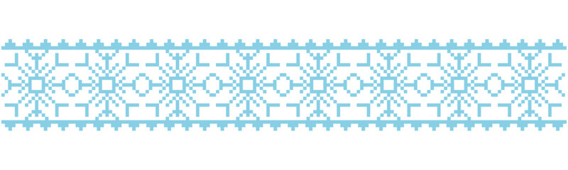 Fototapeta premium Pixel Border snowflake winter decoration elements. Divider patterns y2k. Simple minimal. Holiday Chirtmas frame.
