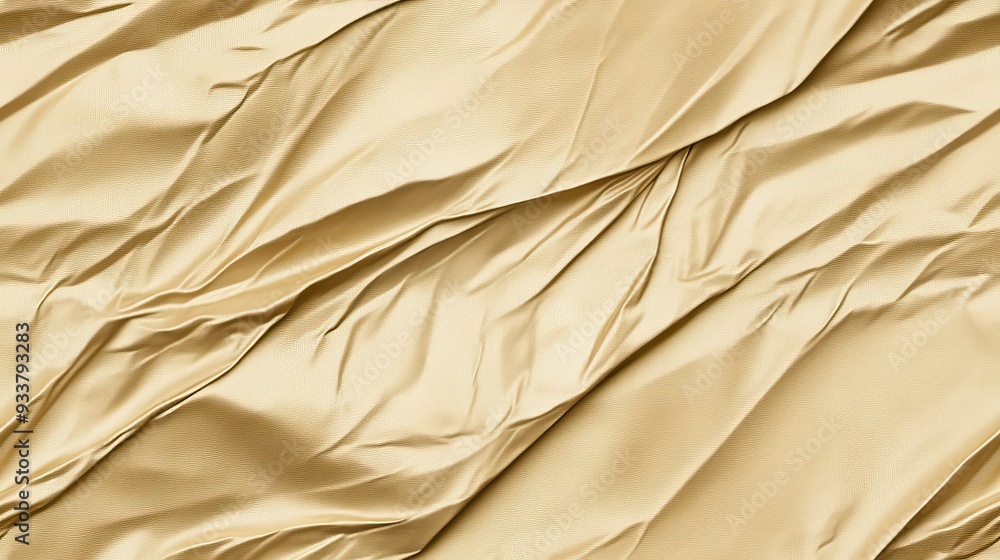 Poster a textured gold surface with a shiny foil effect, featuring a collection of crumpled shapes that cre
