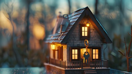 house model and house key. 