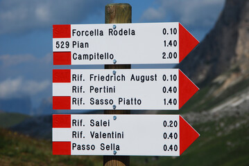 Segnaletiche dei percorsi di montagna