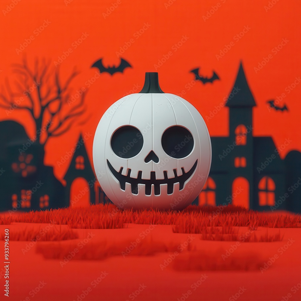 Wall mural scary creepy halloween cartoon, 3d illustration