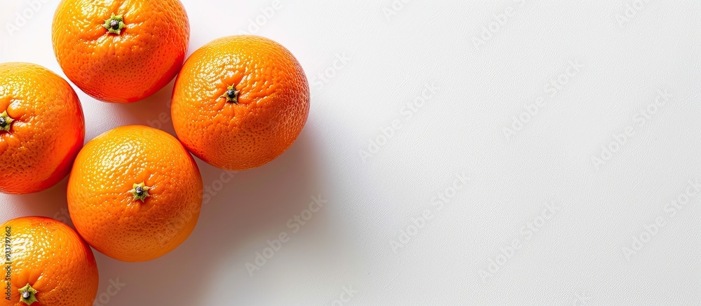 Poster oranges positioned on a white backdrop, perfect for a copy space image.