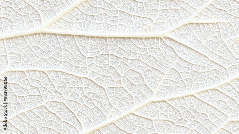 Poster close-up view reveals delicate white leaves with transparent veins layered gracefully on a soft beig