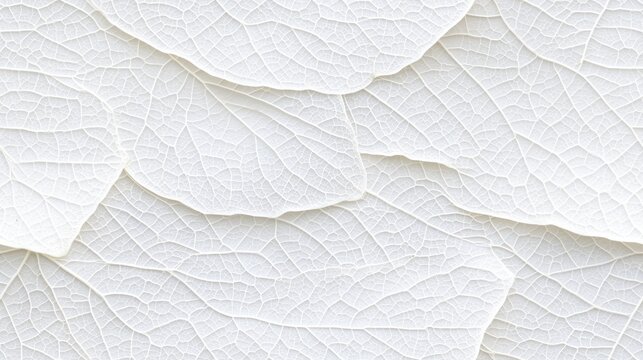 Close-up view reveals delicate white leaves with transparent veins layered gracefully on a soft beige background, emphasizing their fine textures SEAMLESS PATTERN