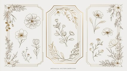 luxurious set of botanical vector flowers and branches