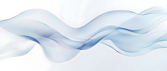 Naklejka premium A flat vector illustration of a flowing ribbon in the wind, smooth wavy lines, soft blue fabric with subtle shading, abstract wind lines curving around the ribbon. White background