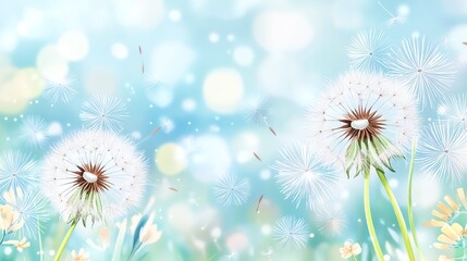 Obraz premium Cartoon dandelion jubilee with watercolor fireworks and festivities