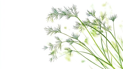 Cartoon drawing of dill seed dispersal with watercolor elements