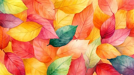 Obraz premium How about this: Autumn leaves background with a seamless pattern of colorful leaves in yellow and orange, perfect for seasonal decorations and nature-inspired designs