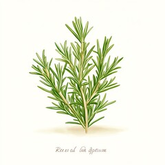 Fototapeta premium Rosemary stem anatomy in cartoon style with watercolor labels