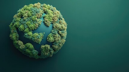 Fototapeta premium A leafy globe with trees creating the shapes of continents, emphasizing the importance of Earth Day and ecological responsibility