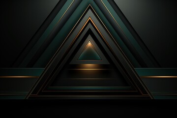 Obraz premium Abstract geometric background with black, green, and gold tones.