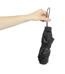 umbrella in hand, outstretched hand with umbrella isolated from background