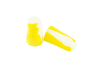 Anti-noise earplugs isolated on background