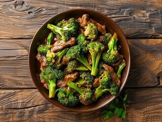 Beef with Broccoli. The most popular Chinese dishes. A popular stir-fry dish featuring tender beef slices and broccoli in a savory sauce.