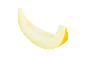 slice of ripe yellow melon isolated from background