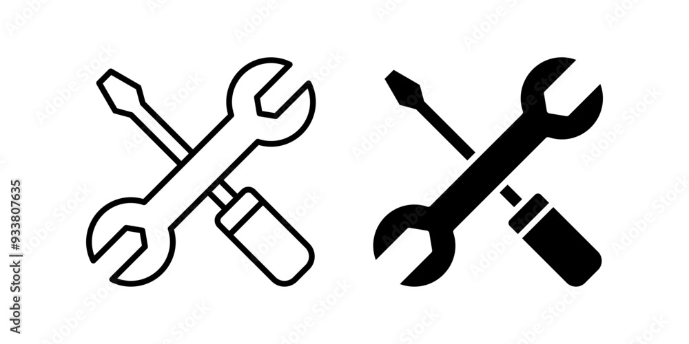 Poster tools icon set. screwdriver and wrench symbol. settings sign. for mobile concept and web design. vec
