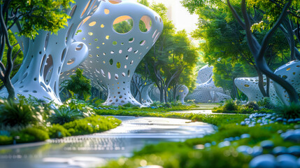 Surreal Forest with Organic Structures