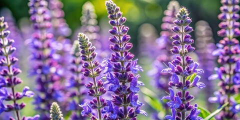 Fototapeta premium Close up of Salvia mellifera, a drought-tolerant evergreen shrub native to California , Black Sage, flora