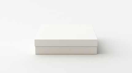3D illustration of a blank wide flat box with a hinged lid, set against a clean white background, ideal for packaging mockups or presentations.
