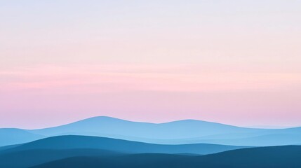 Fototapeta premium tranquil mountain landscape at sunset, gradient pastel sky. nature and serenity concept