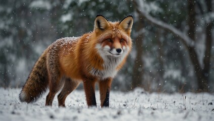 Fototapeta premium red fox in snow