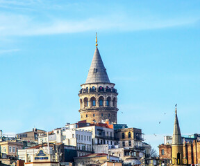 Fototapeta premium historical galata tower and city in the galat, constantinople istanbul