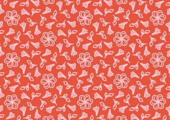 Bloom Floral Red Background Seamless Pattern